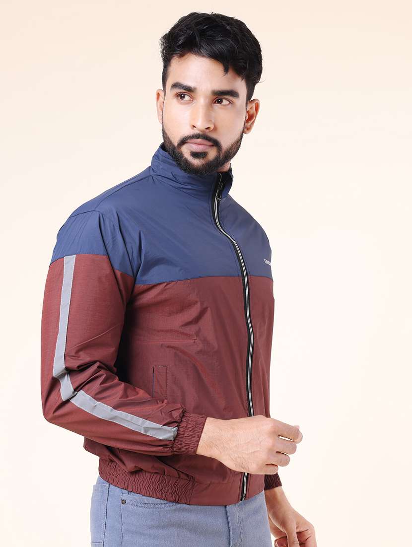 men color block long sleeve windcheater jacket - 22218431 -  Standard Image - 1