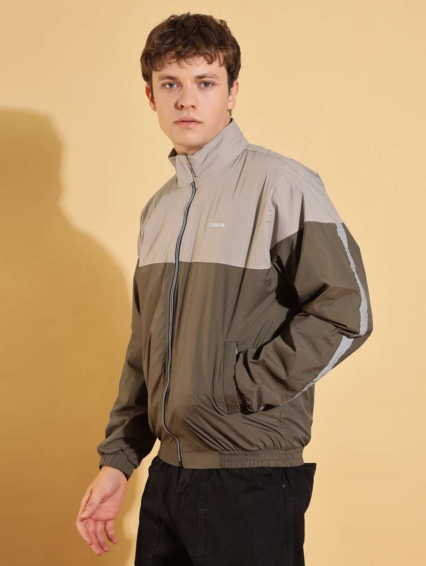 men color block long sleeve windcheater jacket - 22218432 -  Standard Image - 1