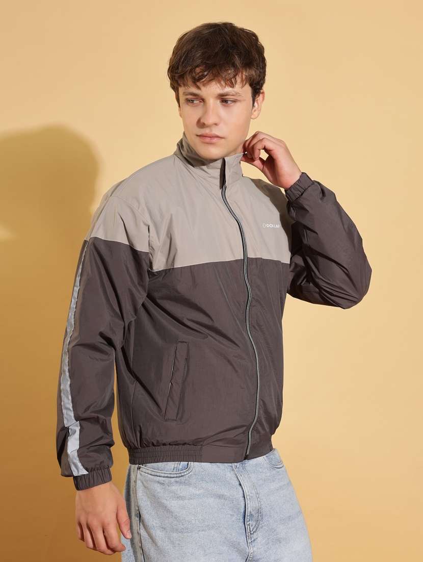 men color block long sleeve windcheater jacket - 22218433 -  Standard Image - 1