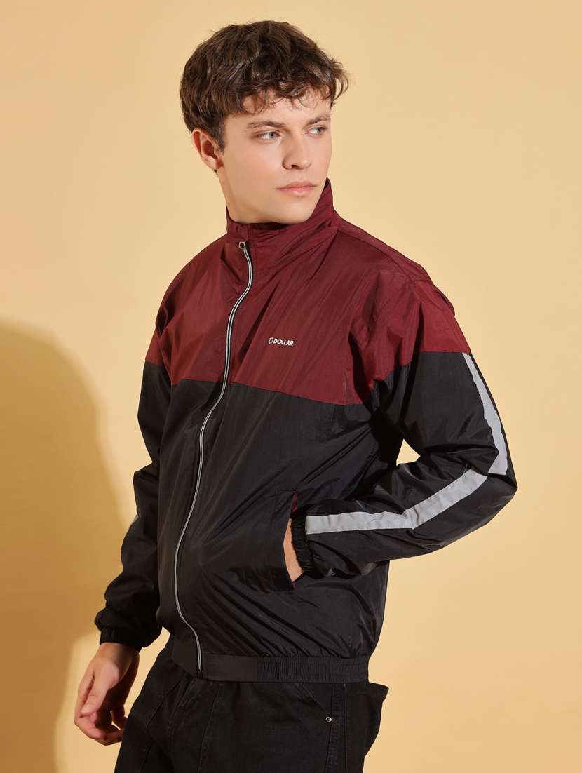 men color block long sleeve windcheater jacket - 22218434 -  Standard Image - 1