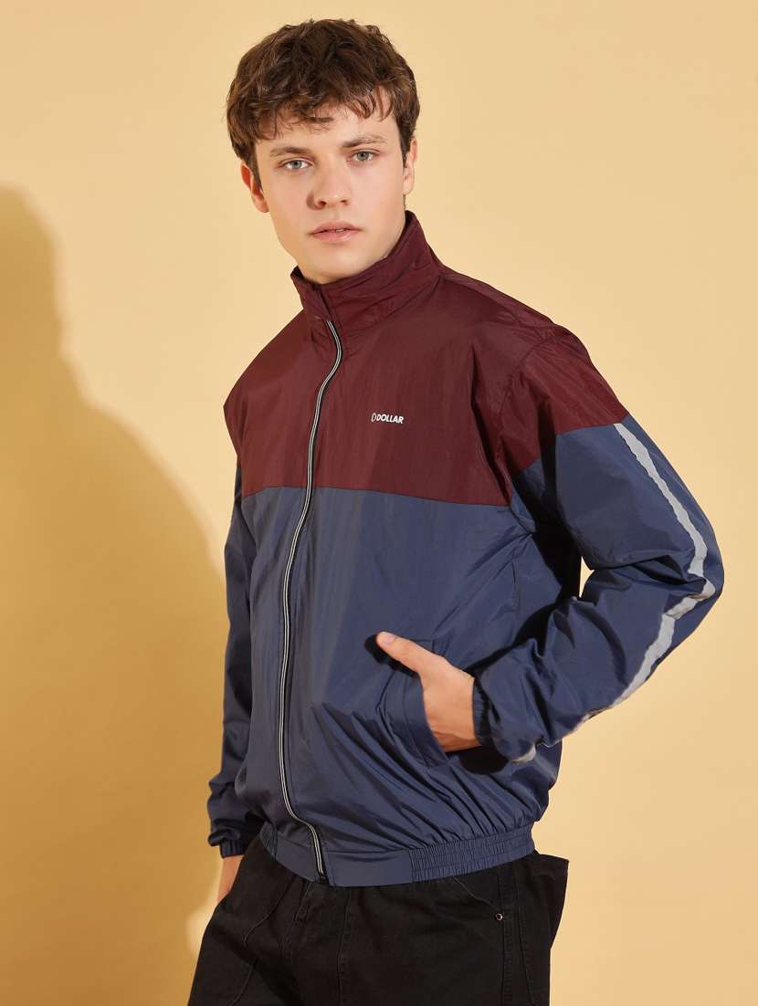 men color block long sleeve windcheater jacket - 22218435 -  Standard Image - 1