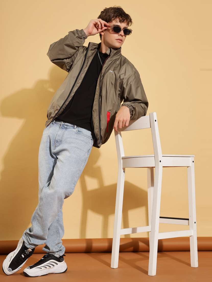 men solid long sleeve windcheater bomber jacket - 22218437 -  Standard Image - 4