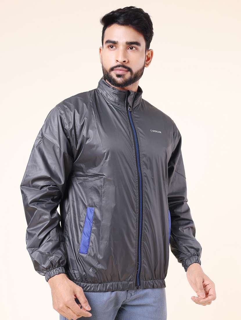 men solid long sleeve windcheater bomber jacket - 22218438 -  Standard Image - 1