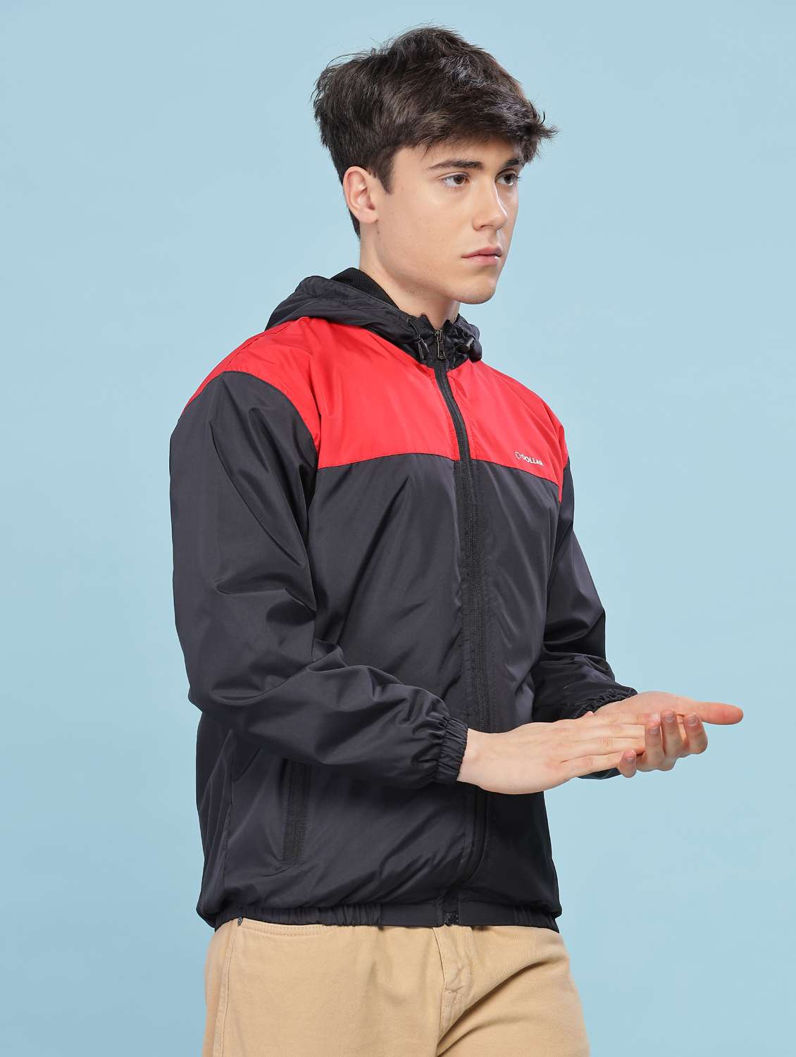 men color block long sleeve windcheater jacket - 22218443 -  Standard Image - 1