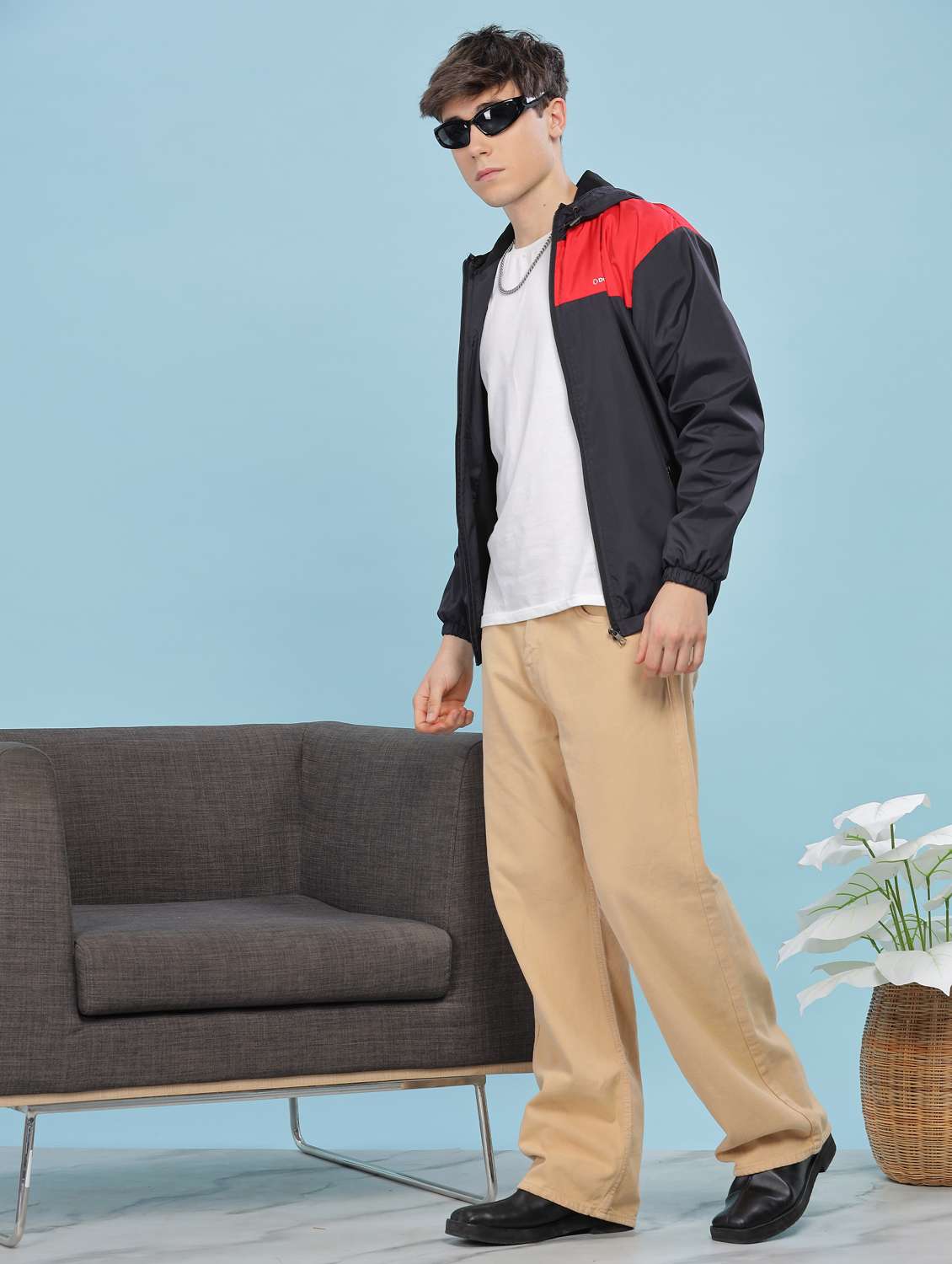 men color block long sleeve windcheater jacket - 22218443 -  Standard Image - 4