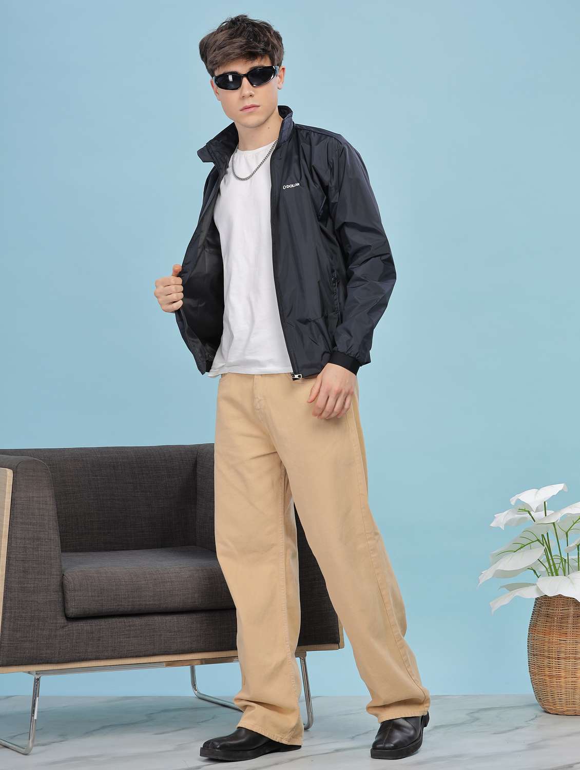 men solid long sleeve bomber jacket - 22218460 -  Standard Image - 4