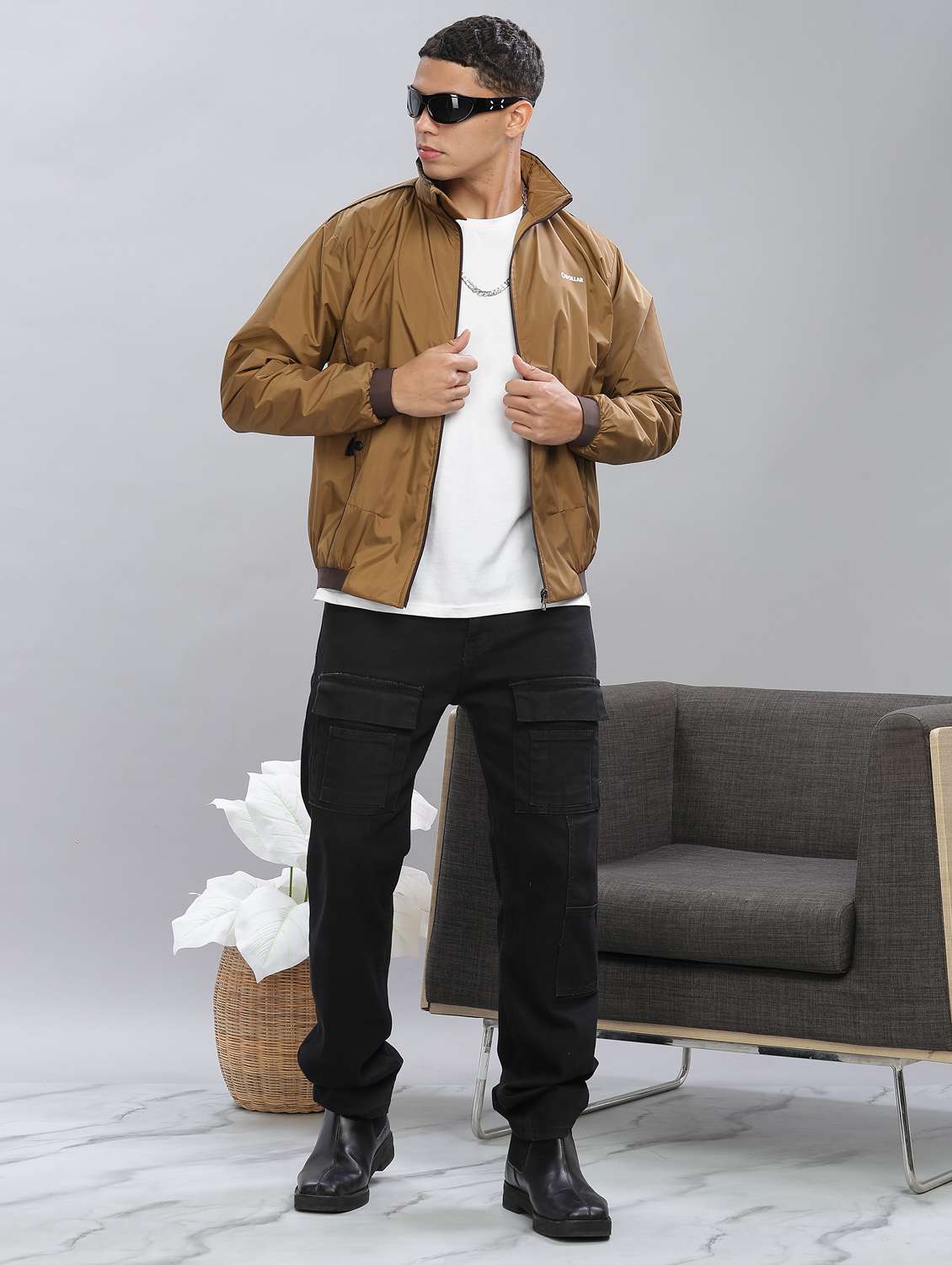 men solid long sleeve bomber jacket - 22218462 -  Standard Image - 4