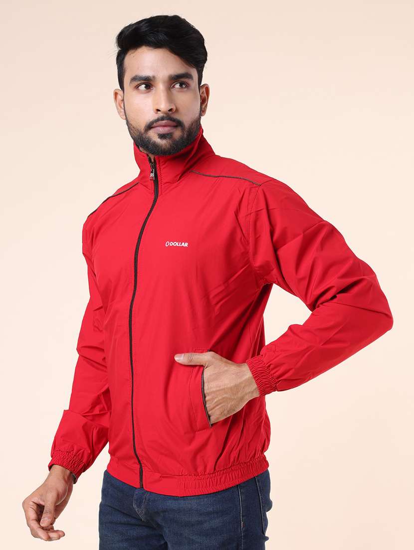 men solid long sleeve windcheater bomber jacket - 22218468 -  Standard Image - 1