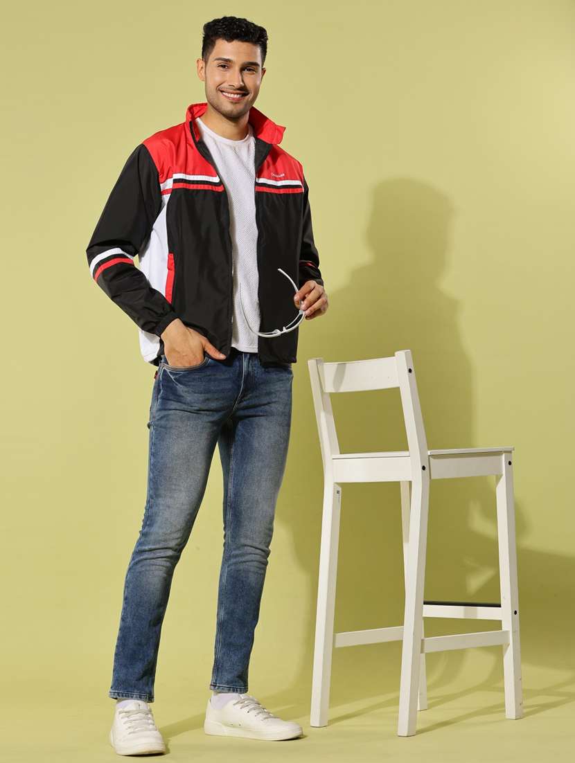 men color block long sleeve bomber jacket - 22218472 -  Standard Image - 4