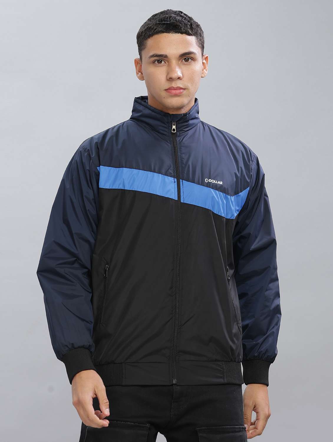 men color block long sleeve bomber jacket