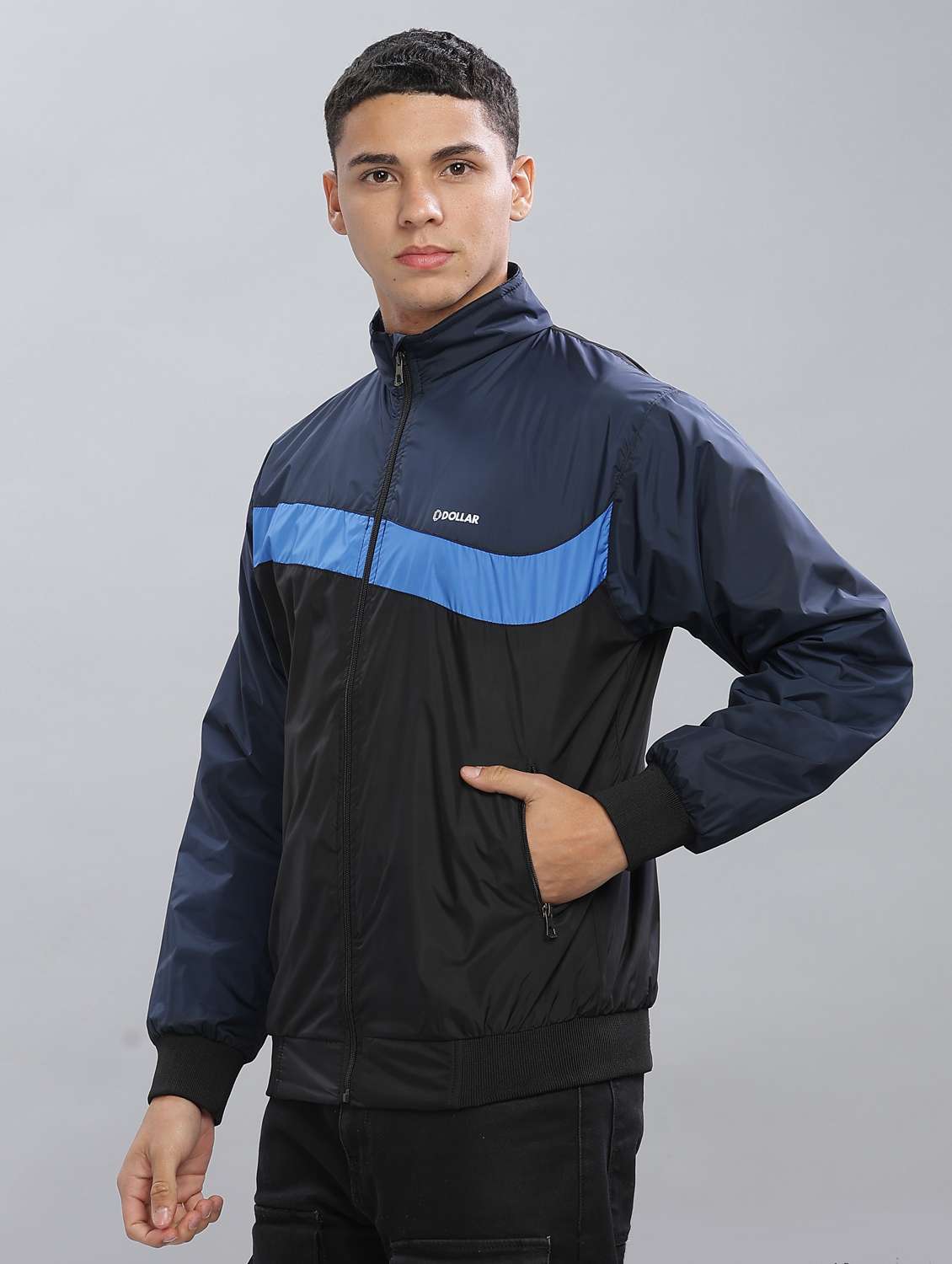 men color block long sleeve bomber jacket - 22218488 -  Standard Image - 1