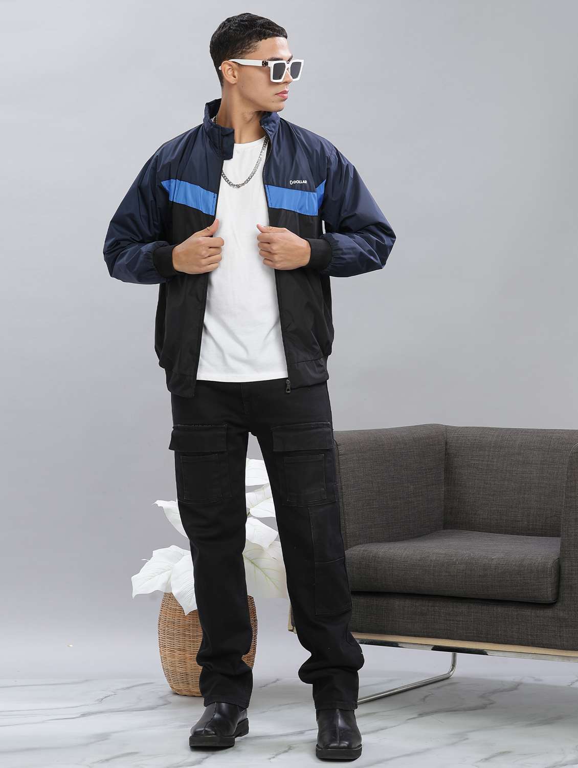 men color block long sleeve bomber jacket - 22218488 -  Standard Image - 4