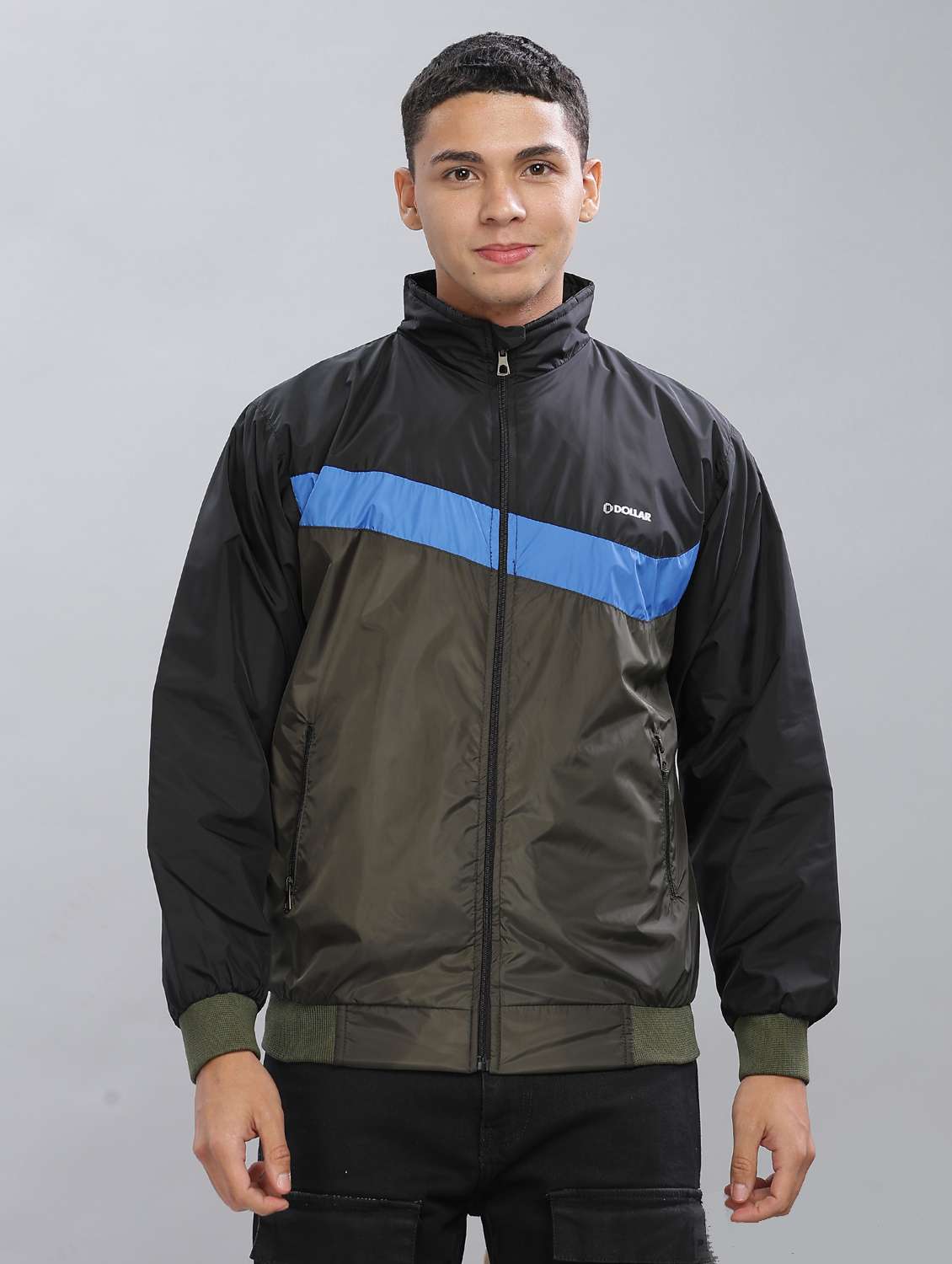 men color block long sleeve bomber jacket