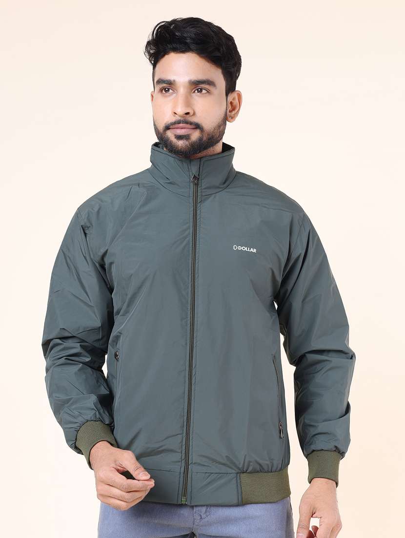 men solid long sleeve bomber jacket