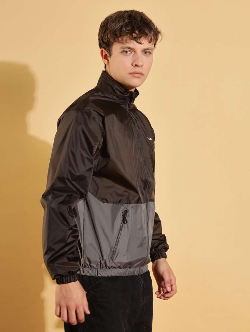 men color block long sleeve windcheater jacket - 22218503 -  Standard Image - 1