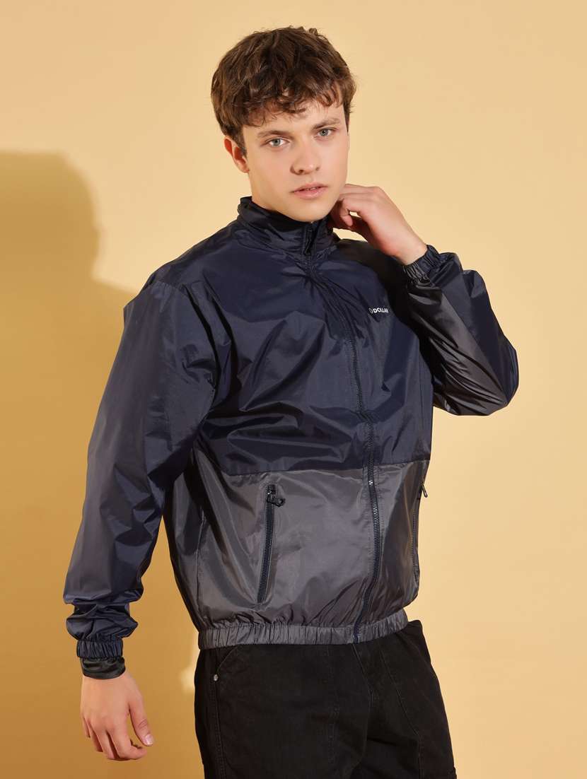 men color block long sleeve windcheater jacket - 22218505 -  Standard Image - 1