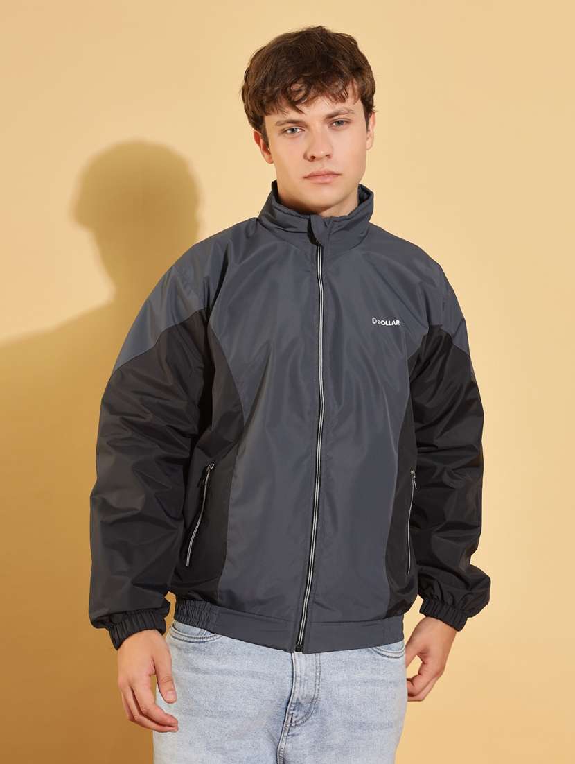 men color block long sleeve bomber jacket