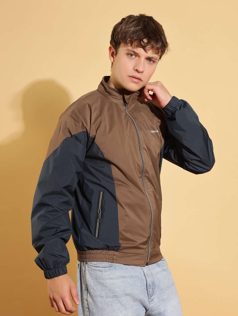 men color block long sleeve bomber jacket - 22218522 -  Standard Image - 1