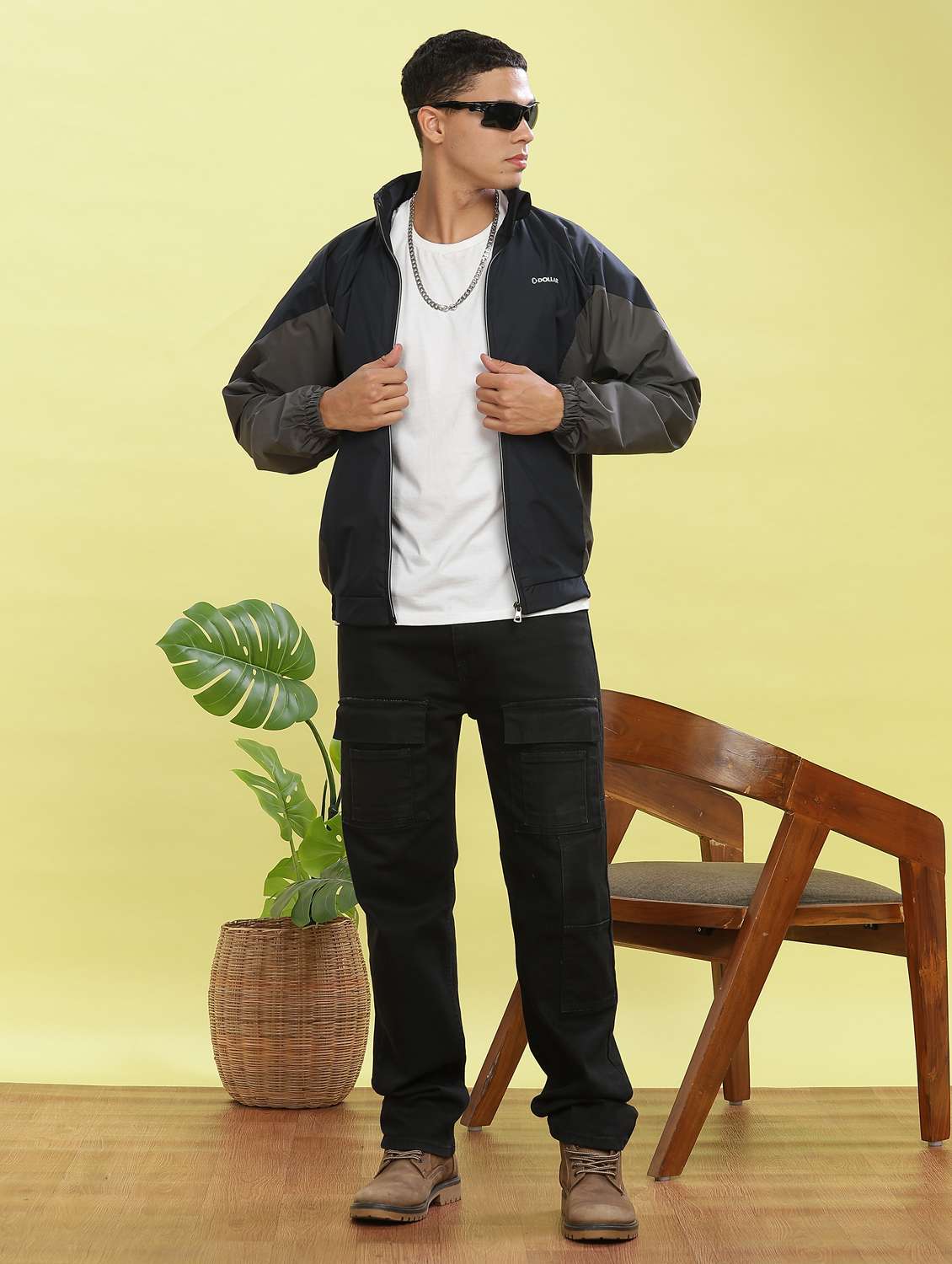 men color block long sleeve bomber jacket - 22218523 -  Standard Image - 4