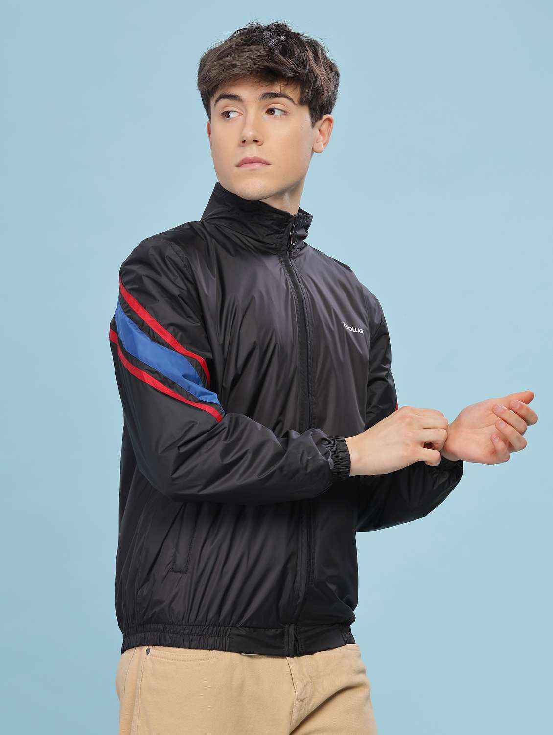 men color block long sleeve bomber jacket - 22218525 -  Standard Image - 1