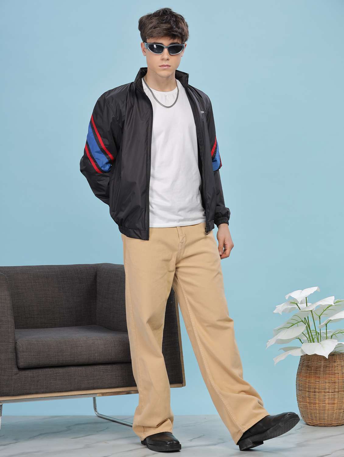 men color block long sleeve bomber jacket - 22218525 -  Standard Image - 4