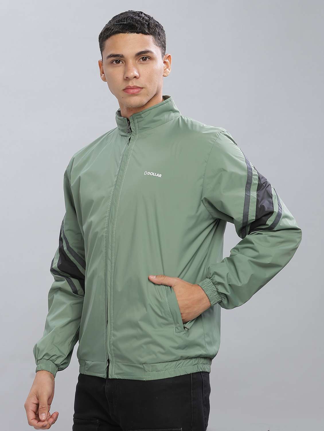 men color block long sleeve bomber jacket - 22218527 -  Standard Image - 1