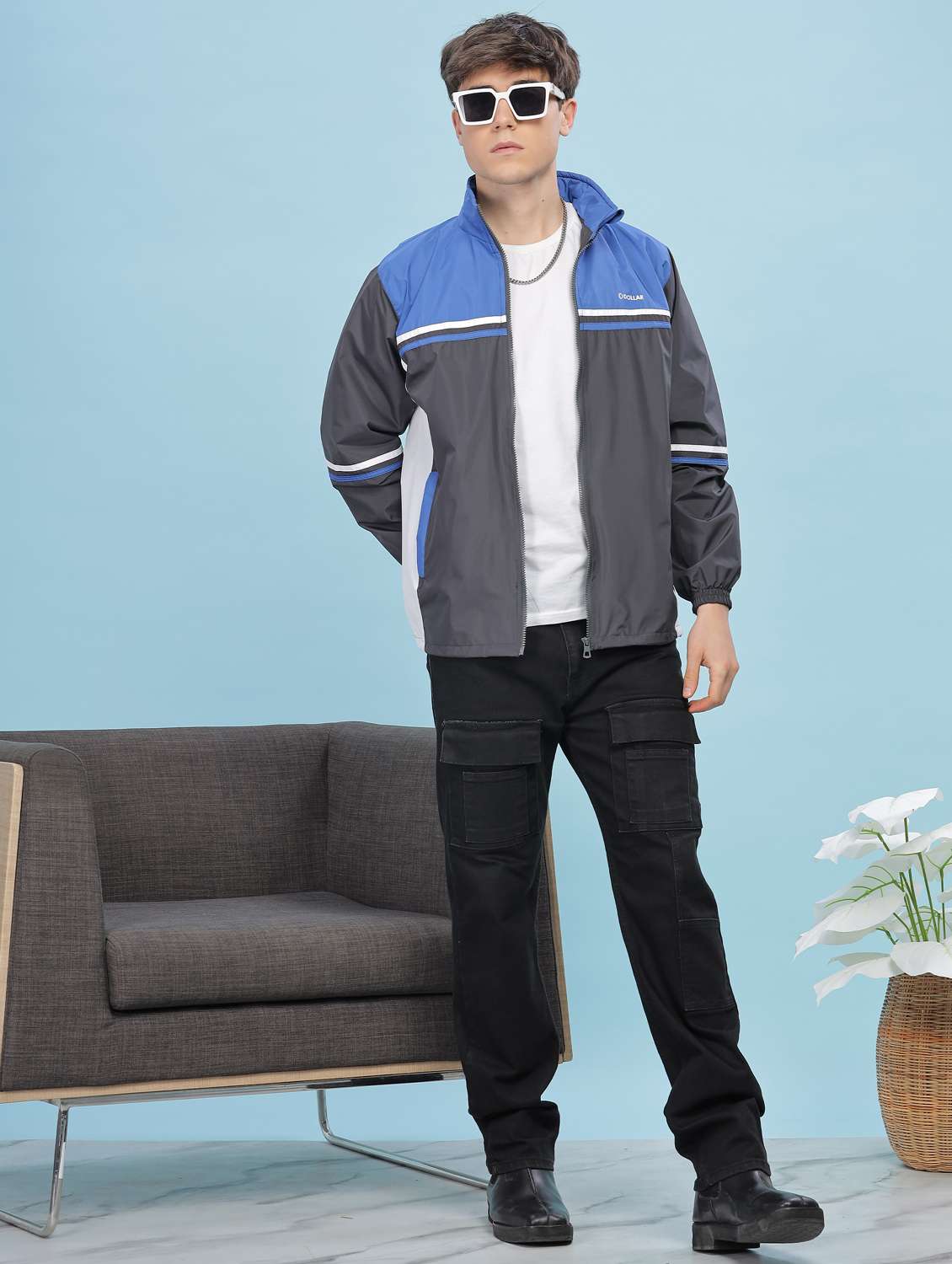 men color block long sleeve bomber jacket - 22218539 -  Standard Image - 4