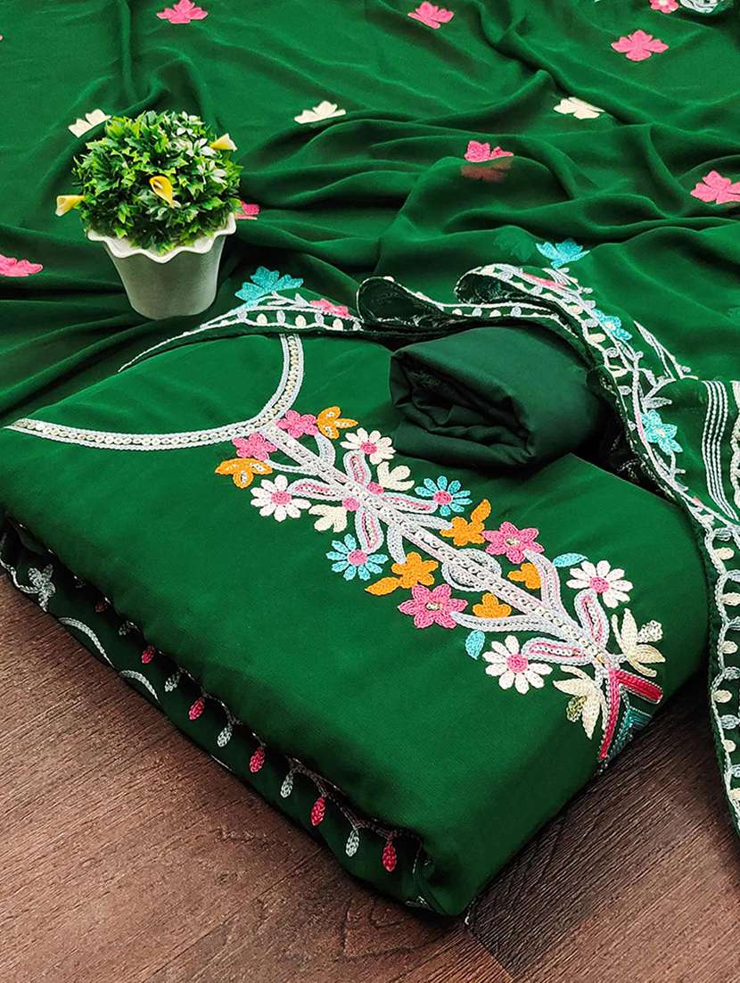 women solid with work embroidered unstitched suit set - 22218554 -  Standard Image - 1