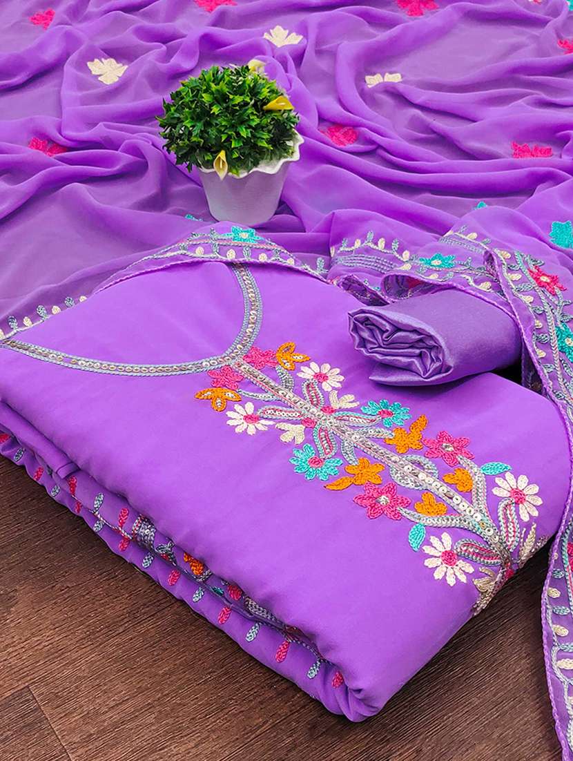 women solid with work embroidered unstitched suit set - 22218556 -  Standard Image - 1