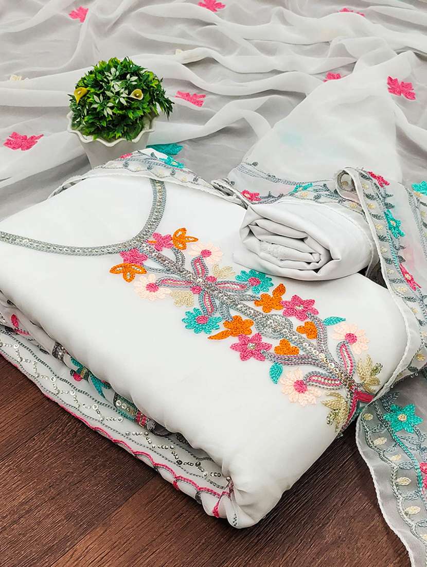 women solid with work embroidered unstitched suit set - 22218561 -  Standard Image - 1