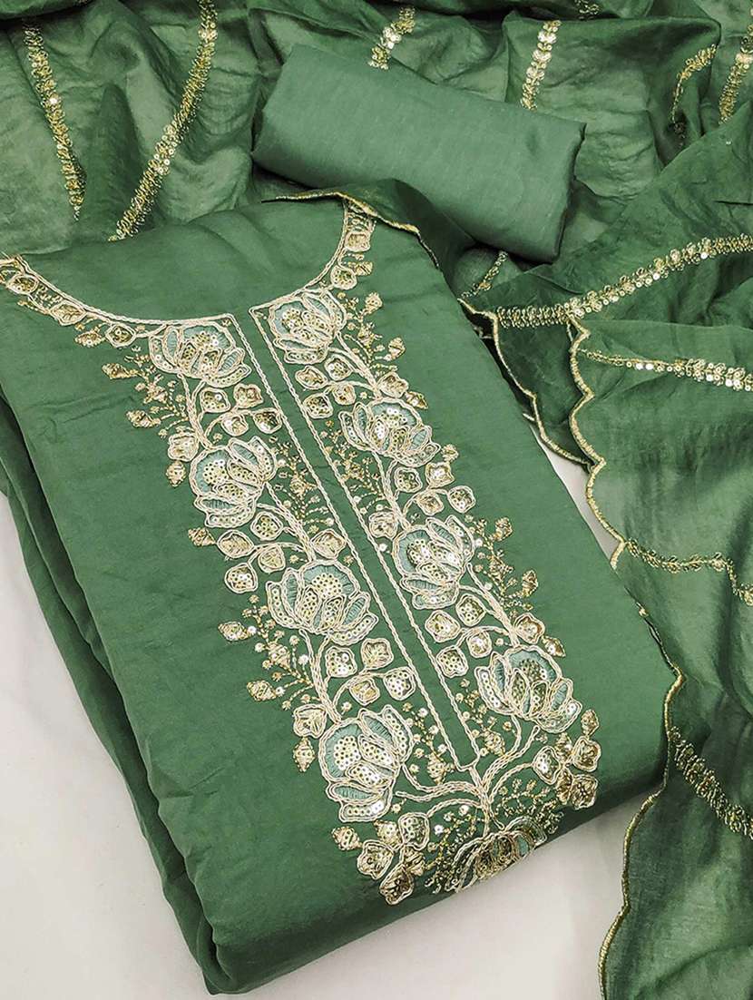 women solid with work embroidered unstitched suit set - 22218564 -  Standard Image - 1