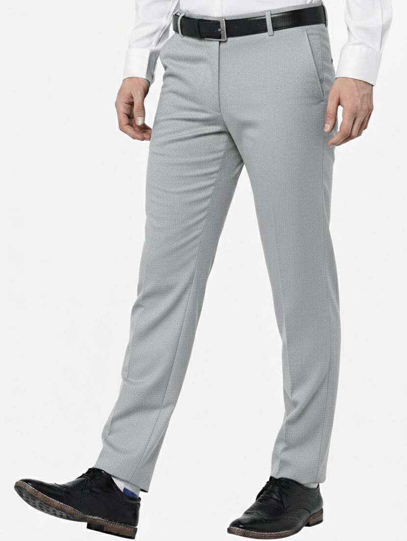 men solid mid rise flat front formal trouser - 22218594 -  Standard Image - 1