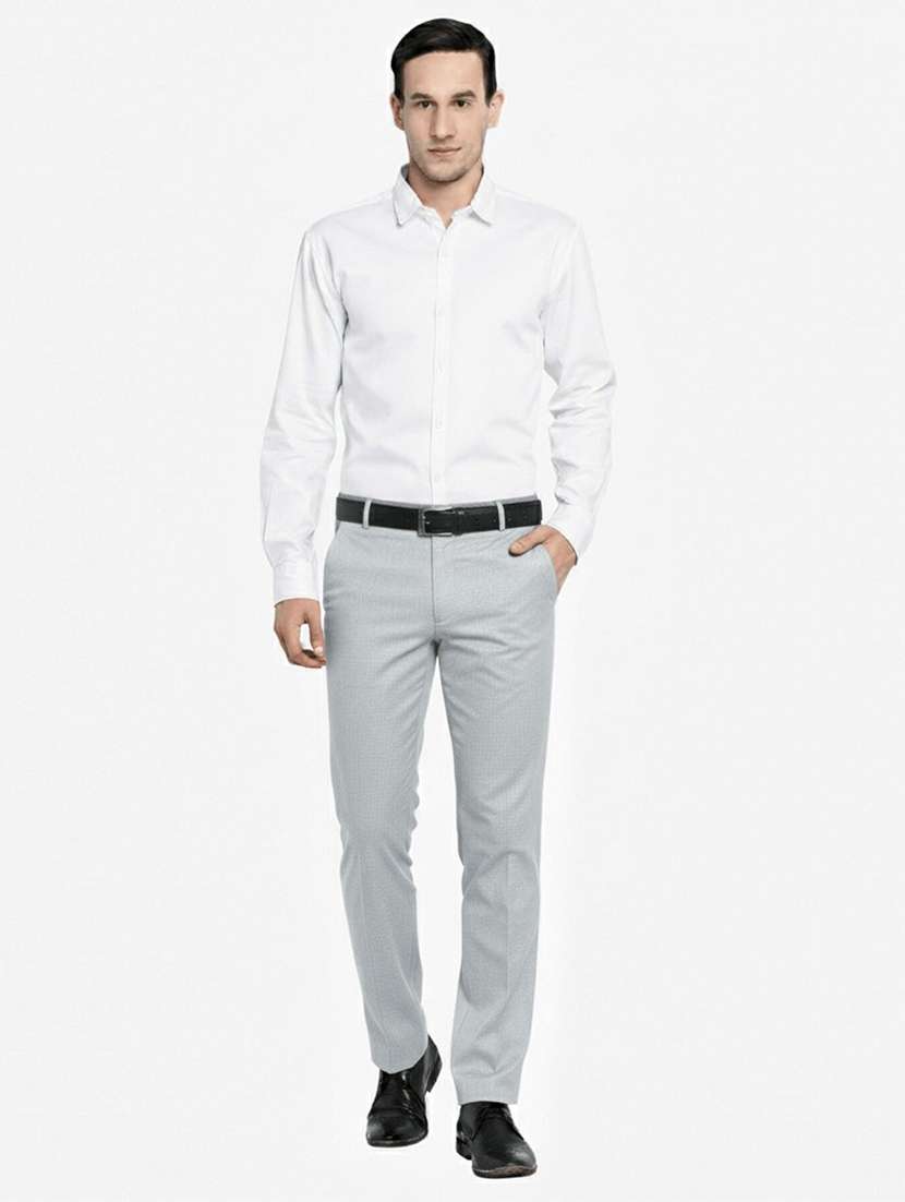 men solid mid rise flat front formal trouser - 22218594 -  Standard Image - 4