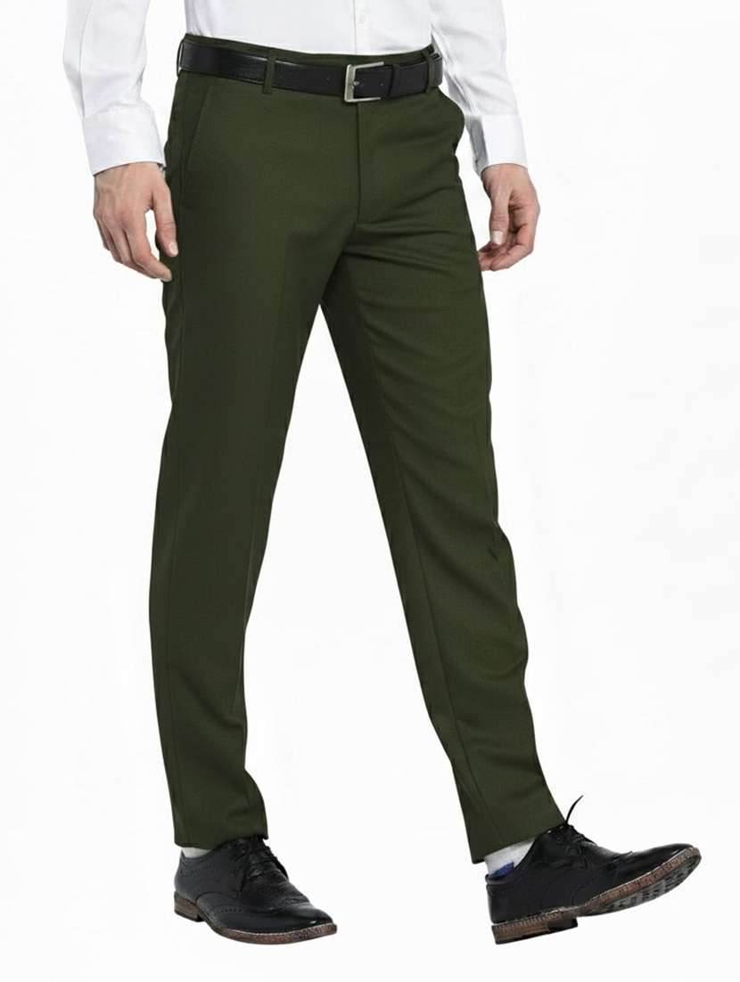 men solid mid rise flat front formal trouser - 22218595 -  Standard Image - 1