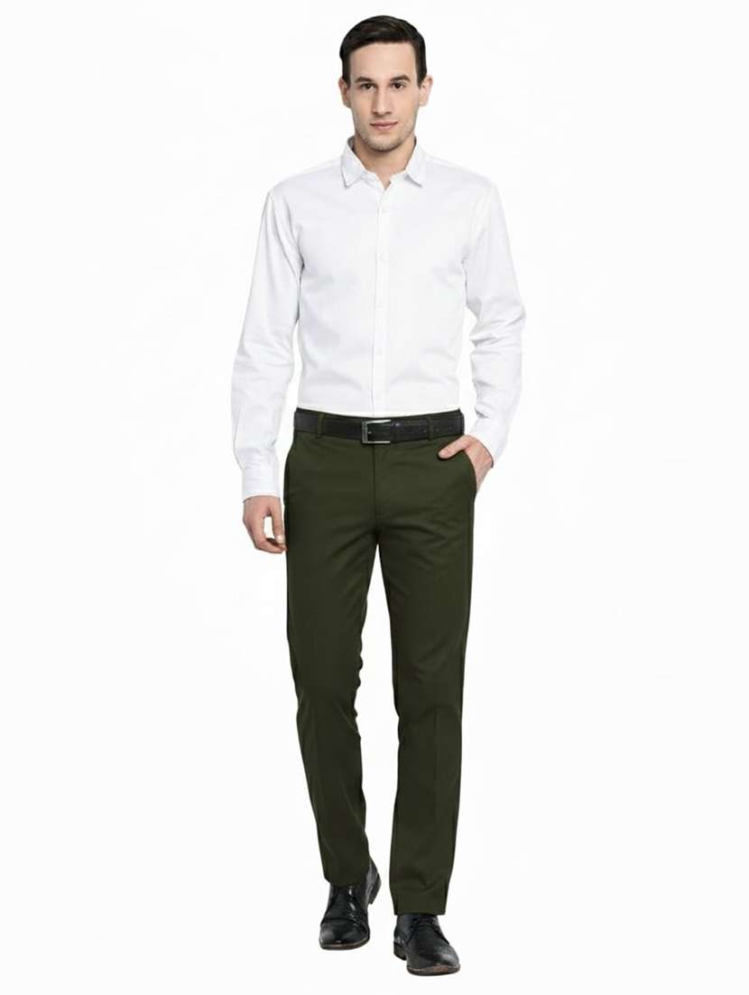 men solid mid rise flat front formal trouser - 22218595 -  Standard Image - 4