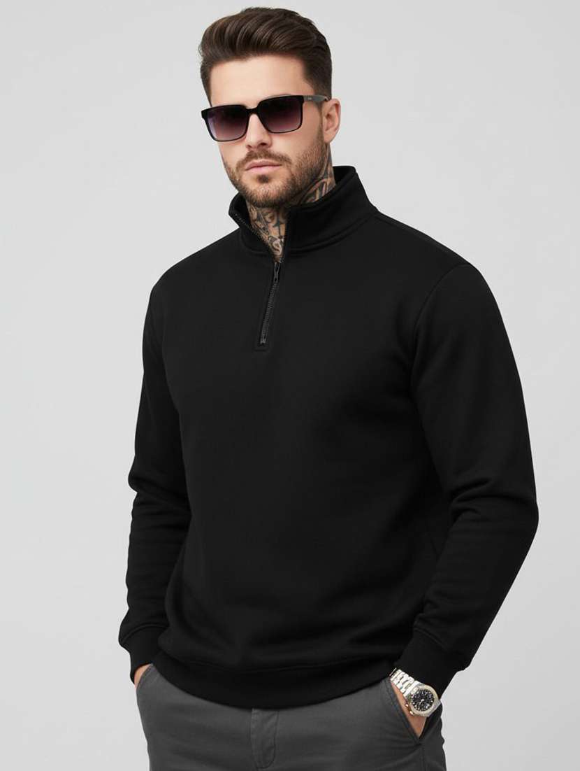 men solid long sleeve regular fit sweatshirt