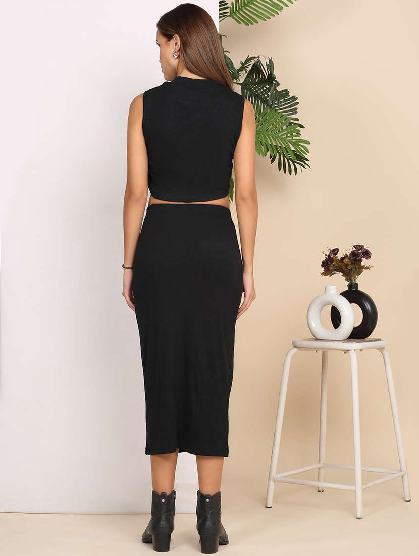 women solid sleeveless top and skirt co-ord set - 22218764 -  Standard Image - 4