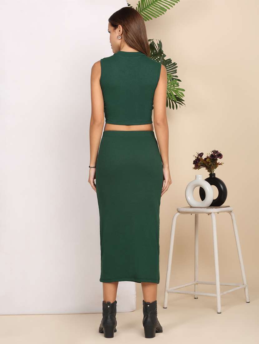 women solid sleeveless top and skirt co-ord set - 22218767 -  Standard Image - 4