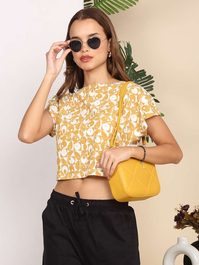 women printed short sleeve crop t-shirt