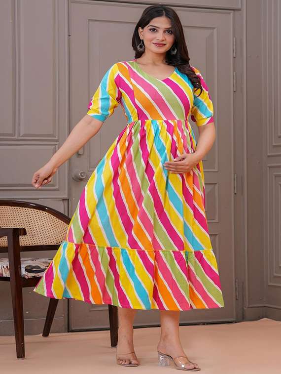 women printed short sleeve maternity wear dress - 22218898 -  Standard Image - 1