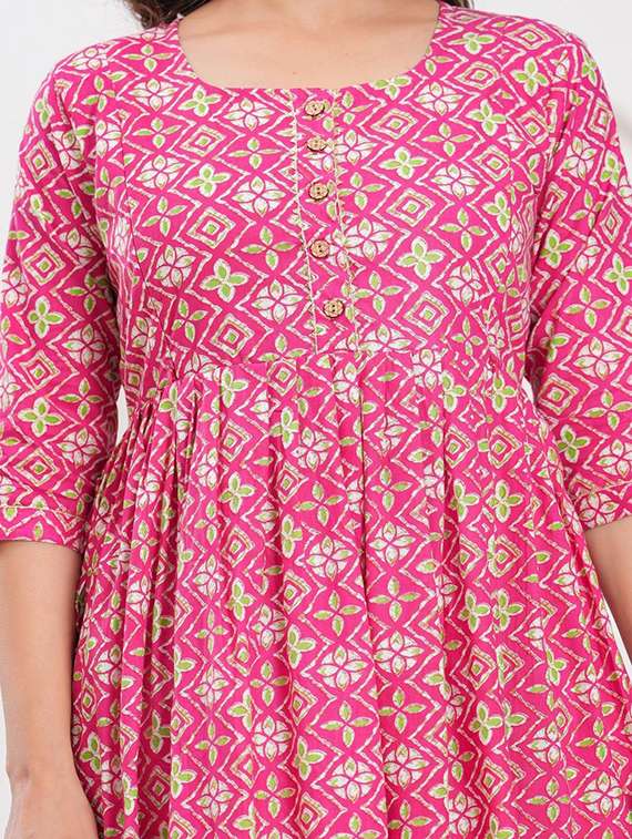 women printed three quarter sleeve maternity wear dress - 22218938 -  Standard Image - 4