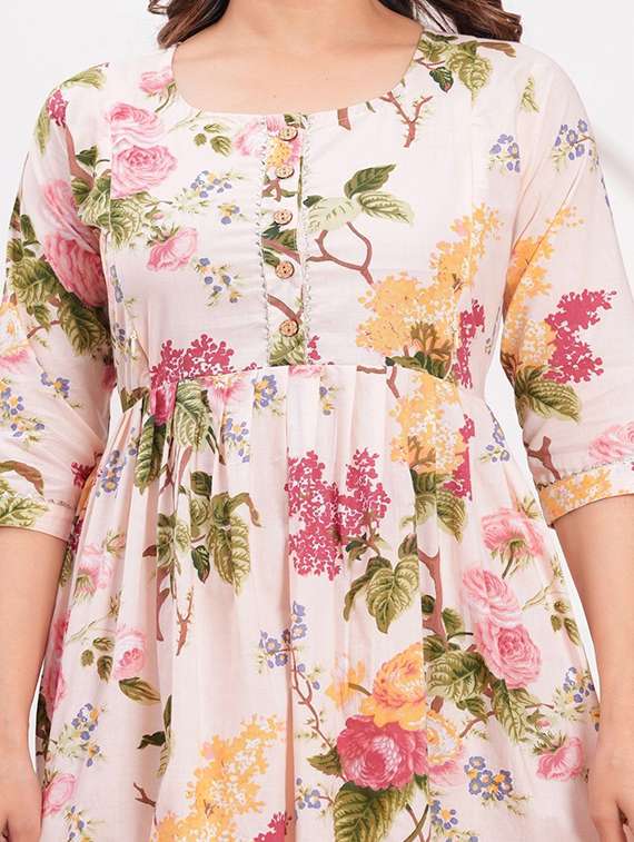 women floral printed three quarter sleeve maternity wear dress - 22218939 -  Standard Image - 4