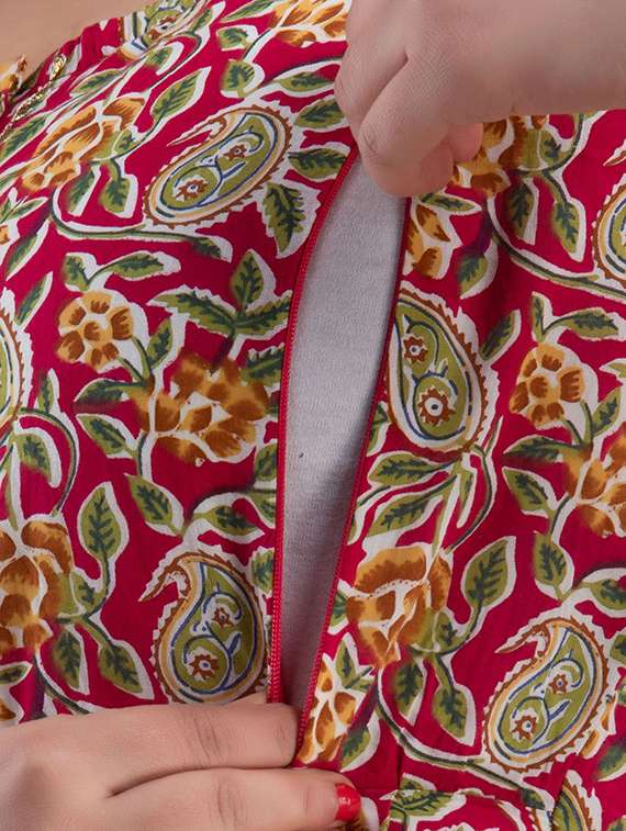 women floral printed three quarter sleeve maternity wear dress - 22218980 -  Standard Image - 4