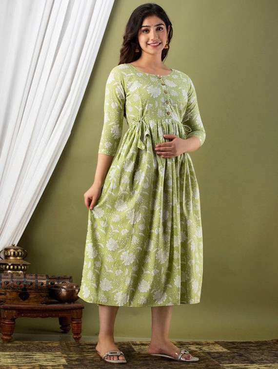 Women Floral Printed Three Quarter Sleeve Maternity Wear Dress - 22219021 -  Standard Image - 1
