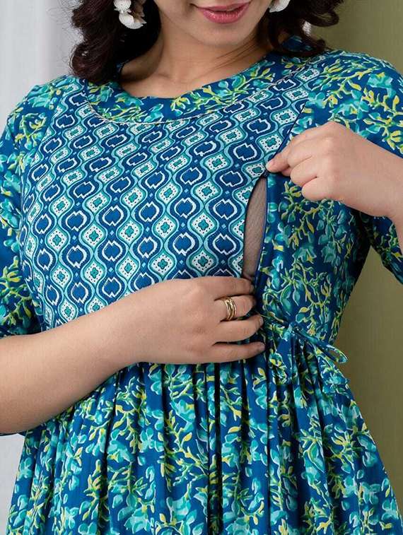 women floral printed three quarter sleeve maternity wear dress - 22219075 -  Standard Image - 4