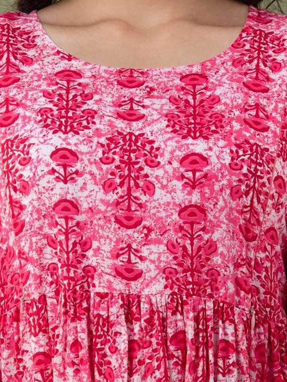 women printed three quarter sleeve maternity wear dress - 22219076 -  Standard Image - 4