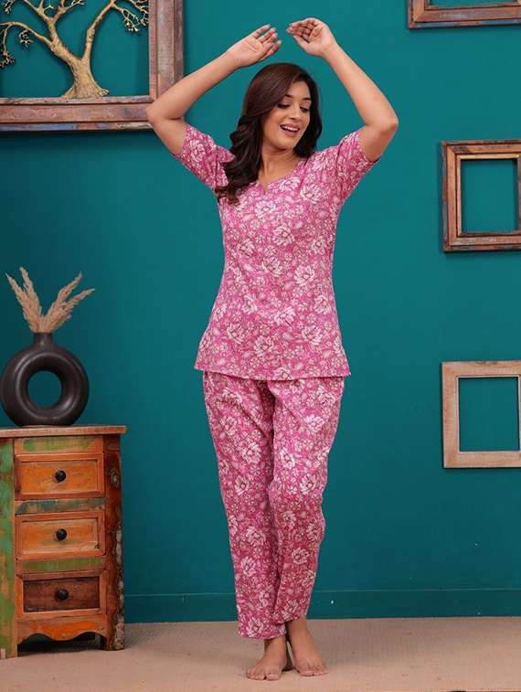 women printed three quarter sleeve co-ord set - 22219085 -  Standard Image - 4