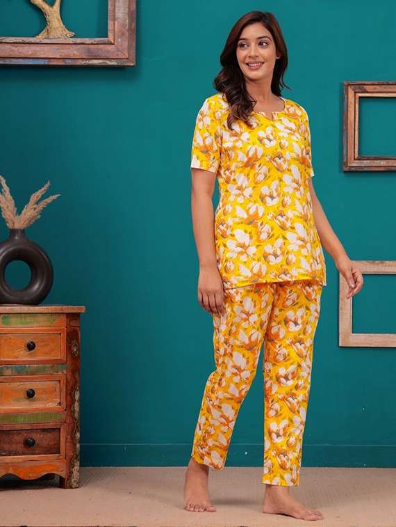 women printed nightwear pyjama set - 22219086 -  Standard Image - 1