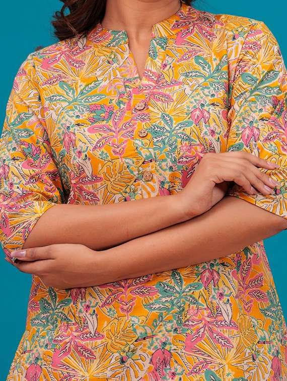 women printed three quarter sleeve co-ord set - 22219087 -  Standard Image - 4