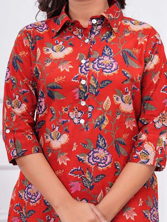 women printed three quarter sleeve co-ord set - 22219088 -  Standard Image - 4